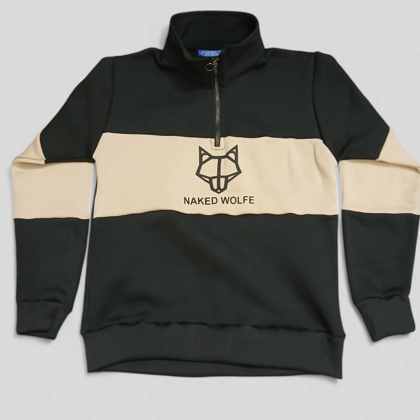 دورس نیم زیپ مشکی کرمی